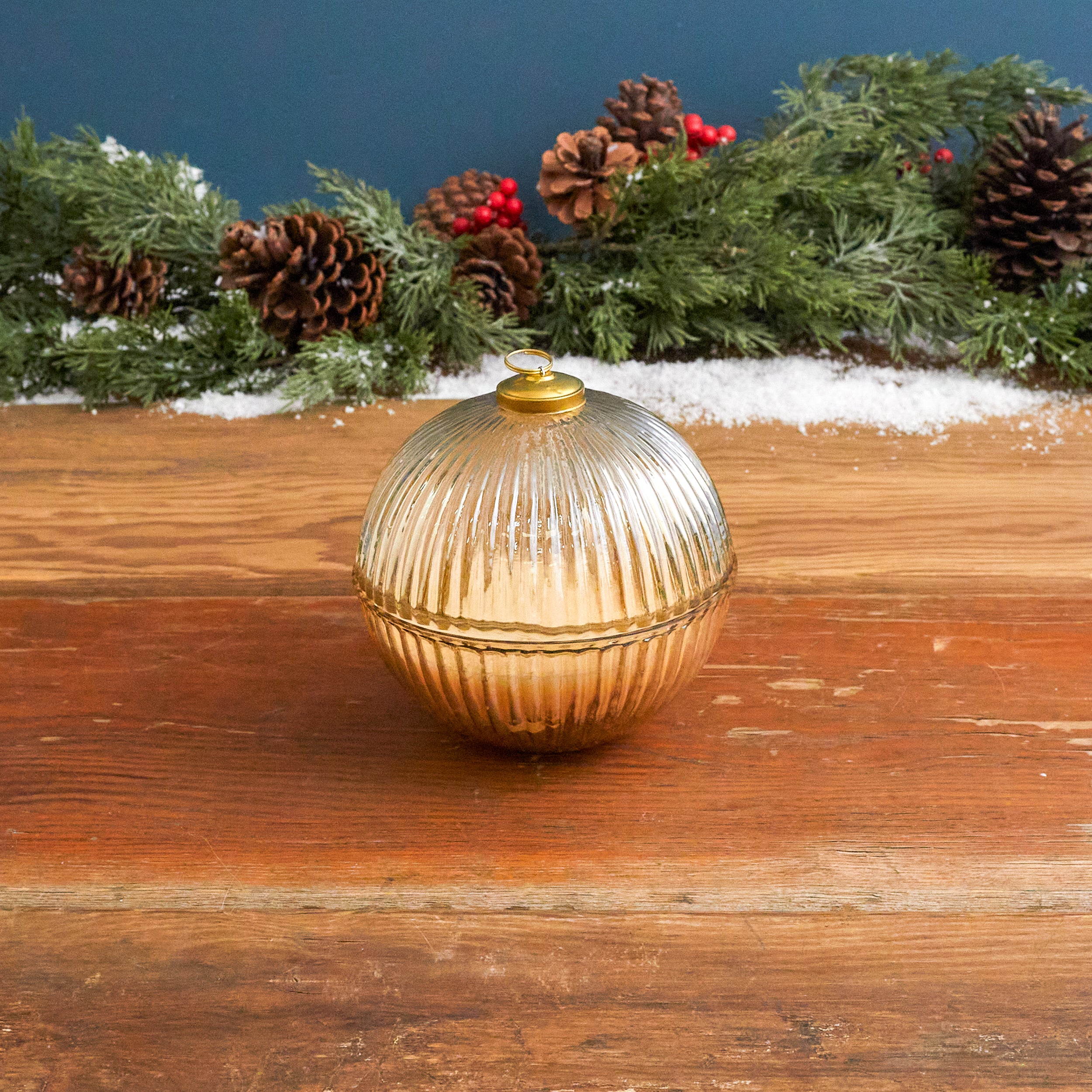 Gold Luster Ornament Candle, Snowfall - Image 2