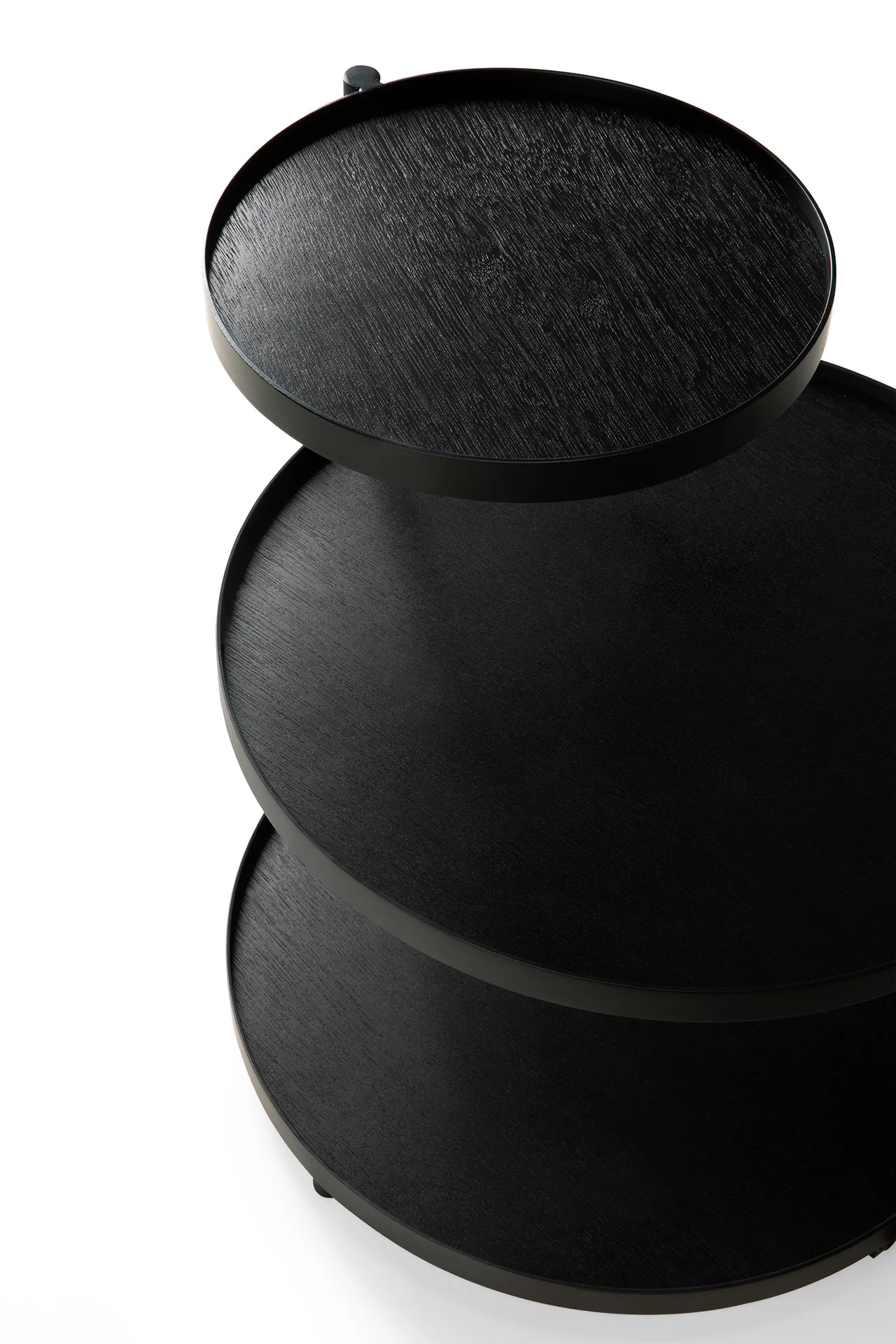 Swivel tray side table - varnished wood - black - round - XS - tray not included - Image 3