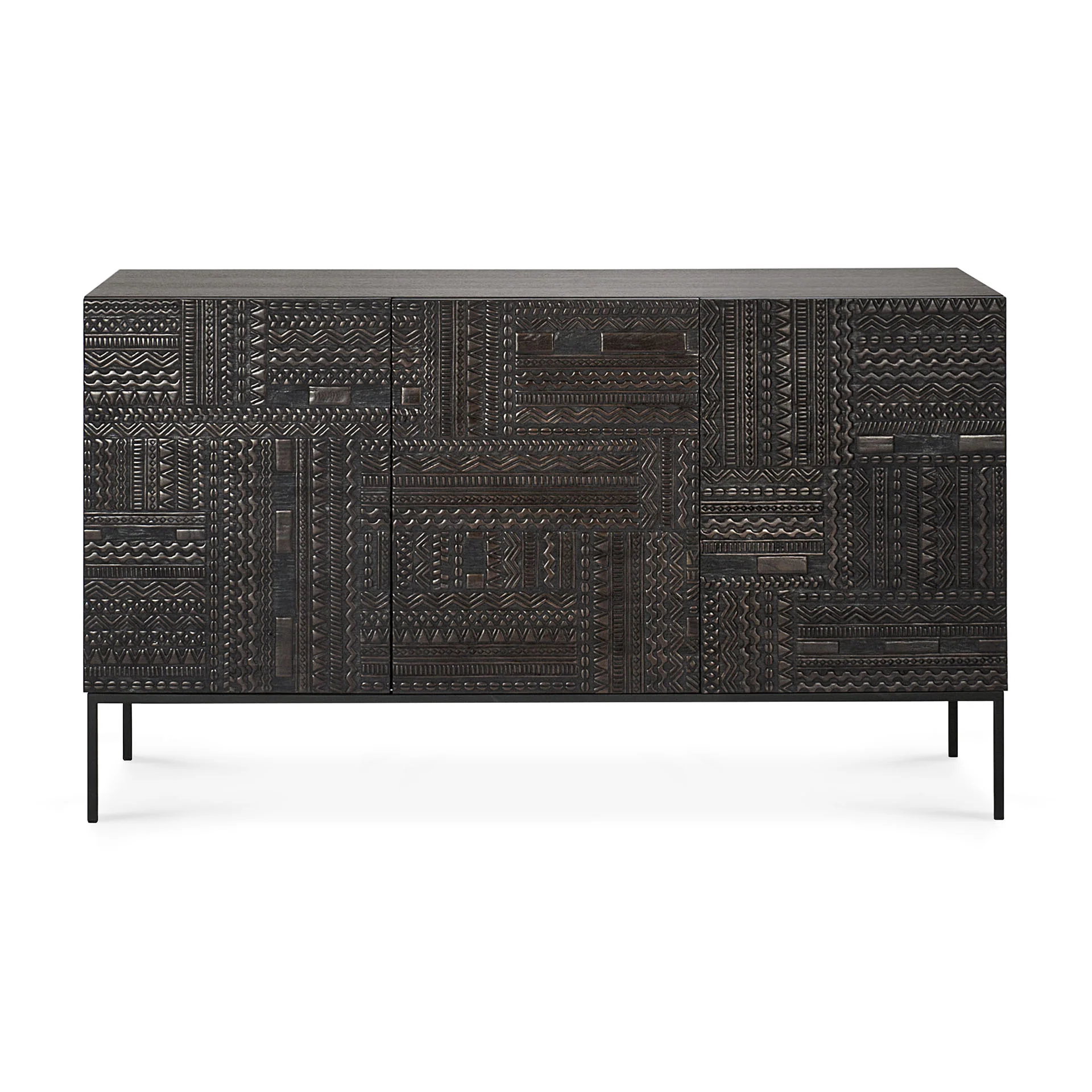 Tabwa Black Teak Sideboard, 3 Doors - Image 3