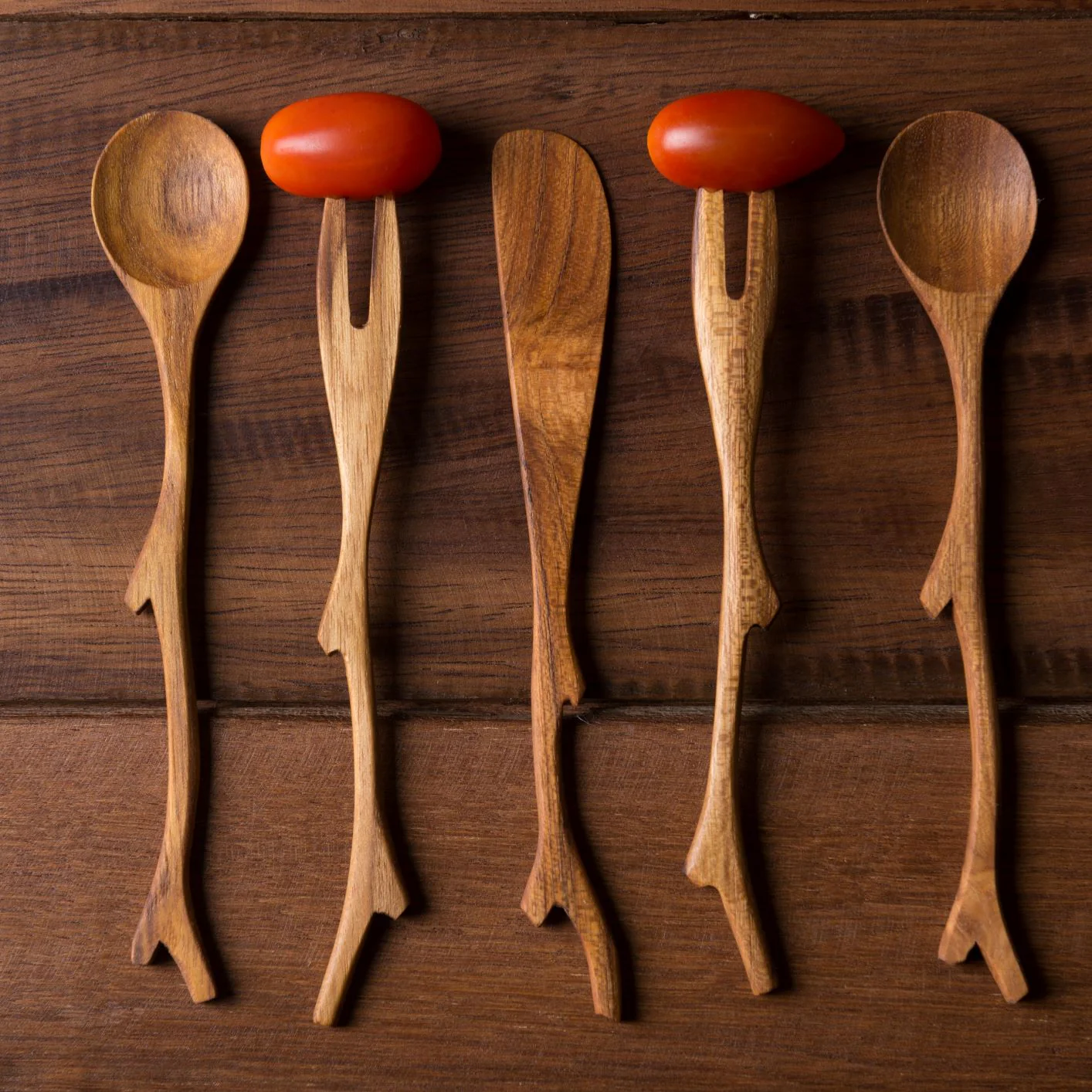 Teak Twig Spoons, Set of 4 - Image 3