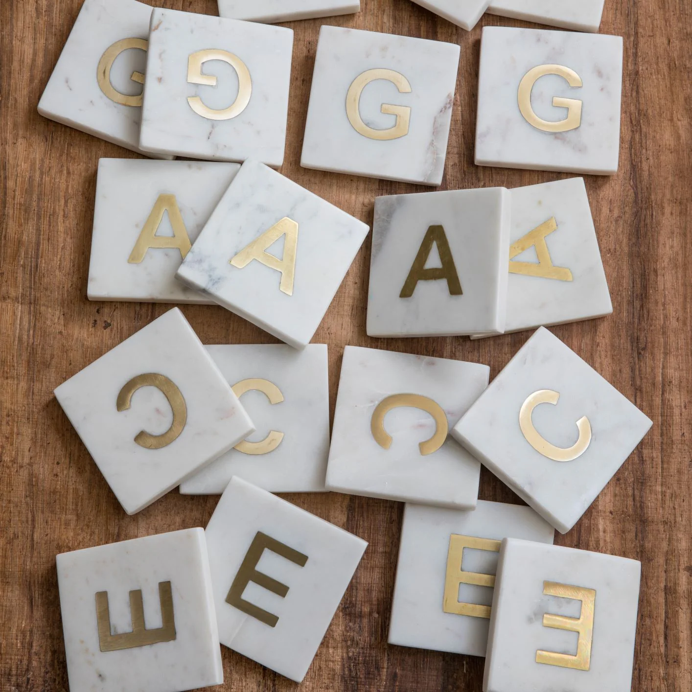 Verona Marble Monogram Coasters Set of 4 - Letter E - Image 3