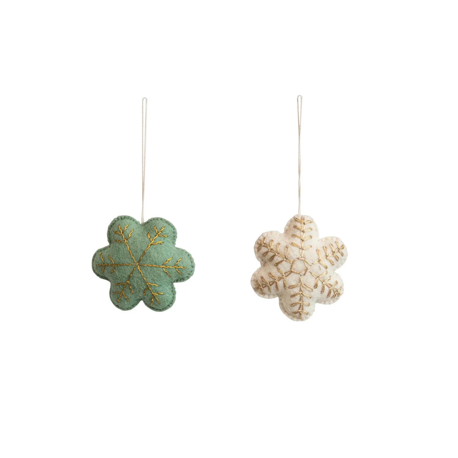 Wool Felt Snowflake Ornaments, Set of 2 - Image 3
